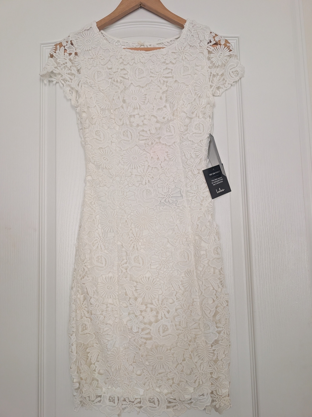Lulu's Ivory Floral Lace Cap-Sleeve Mini Dress